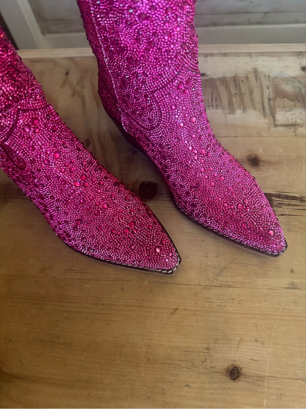 Women's Pink Crystal Embellished Western Boots - Picture 2 of 7